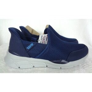 Skechers Men’s Navy Mesh Slip-On Sneakers with White Sole